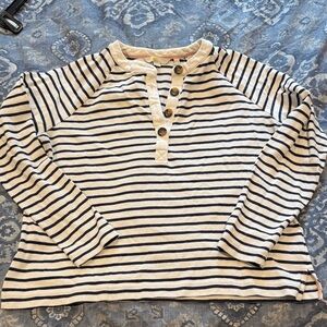 Boden Navy and Cream Striped Long Sleeve Tee